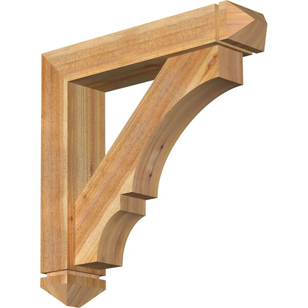Ekena Millwork Balboa Arts and Crafts Rough Sawn Bracket w/ Offset Brace, Western Red Cedar, 6"W x 28"D x 28"H BKT0604X28X28BOA03RWR - main